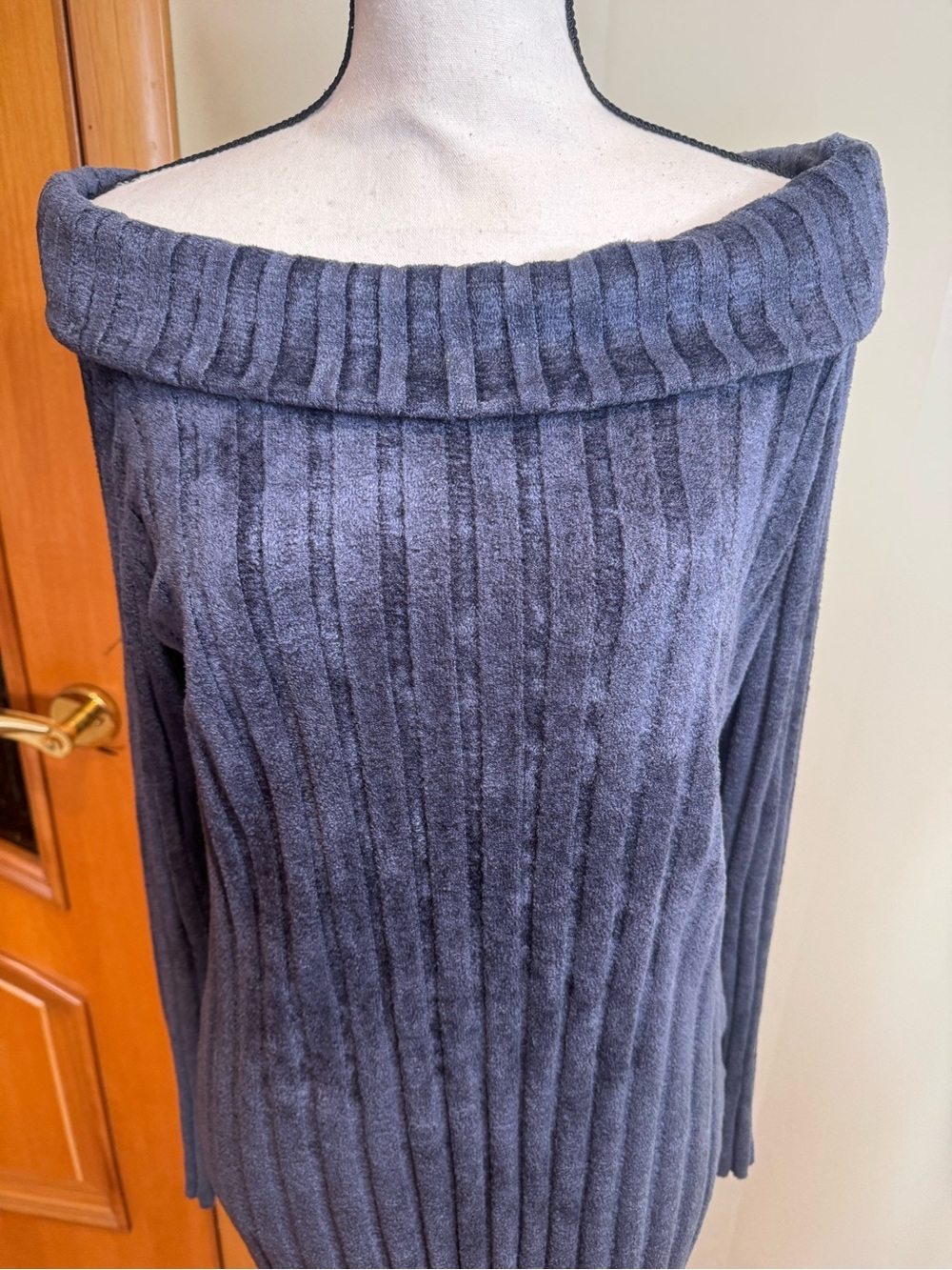 Sies Marjan Charcoal Off-the-Shoulder Ribbed Sweater Sz L